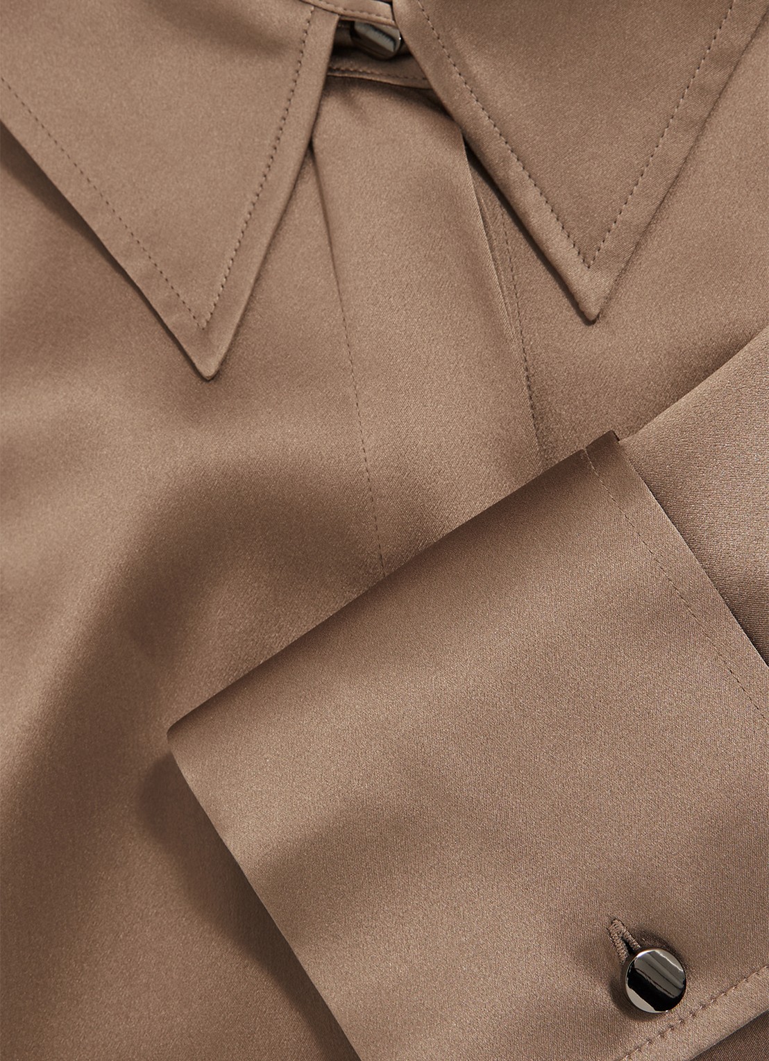 Reiss Ameira blouse van zijde - detail 5 lichtbruin