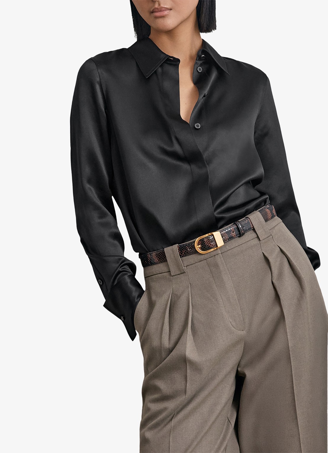 Reiss Ameira blouse van zijde - detail zwart