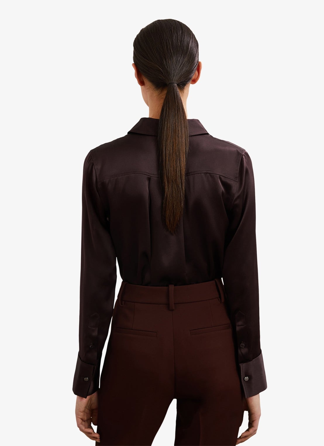 Reiss Ameira blouse van zijde - achterkant bordeauxrood