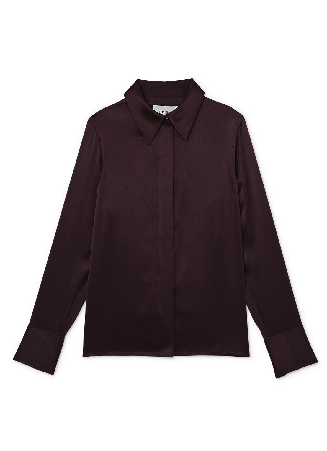 Reiss Ameira blouse van zijde - voorkant 5 bordeauxrood