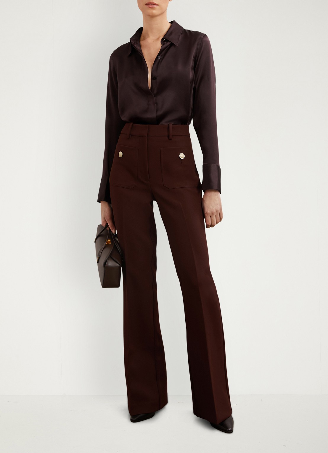 Reiss Ameira blouse van zijde - voorkant 6 bordeauxrood