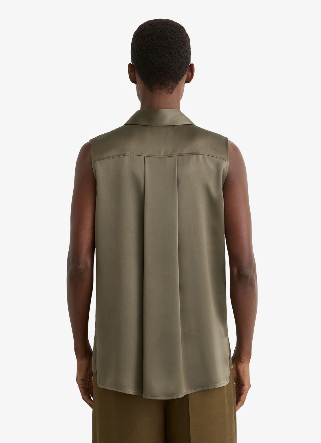 Reiss Amelia blouse van zijde - achterkant khaki