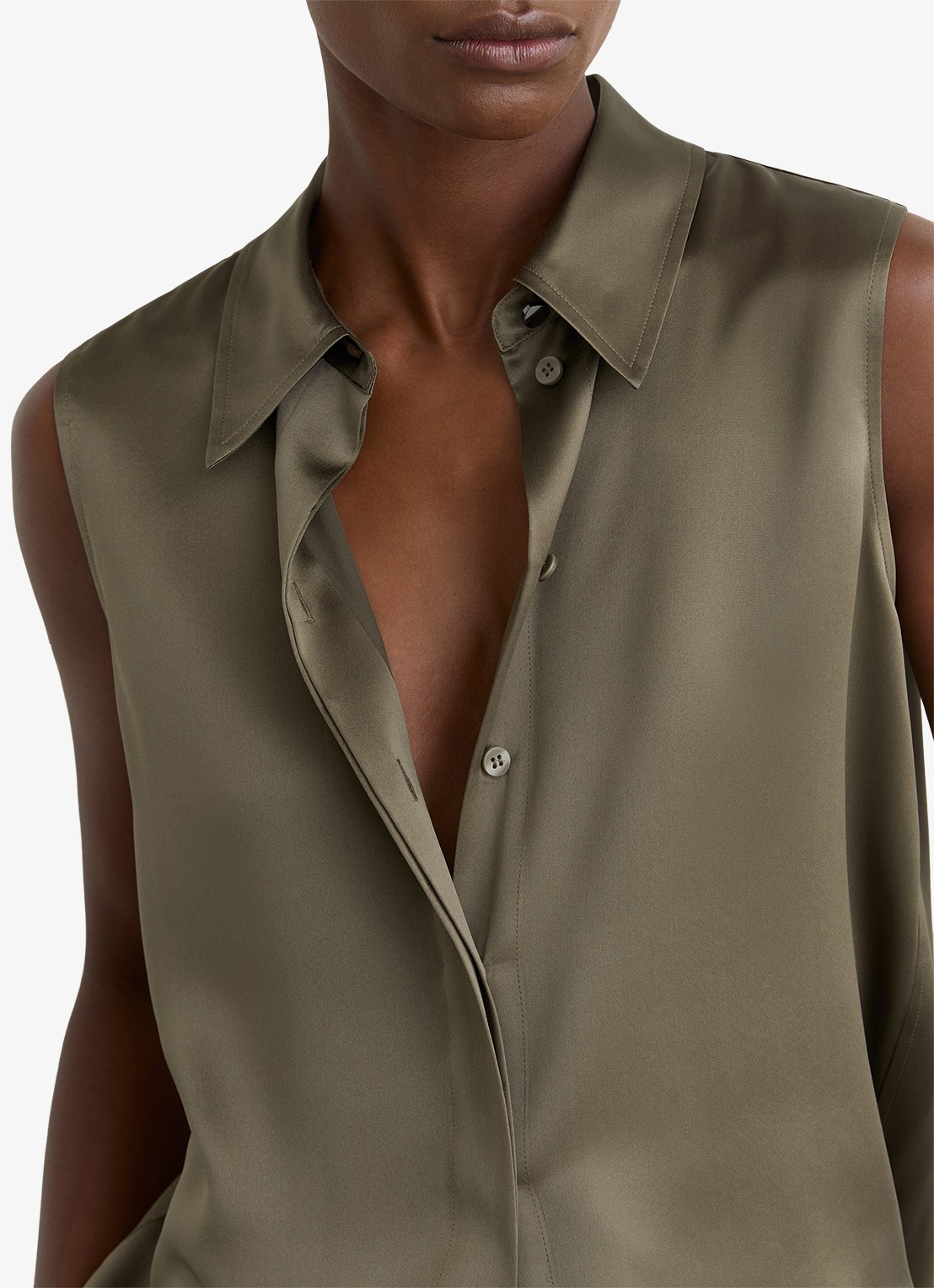 Reiss Amelia blouse van zijde - detail 3 khaki