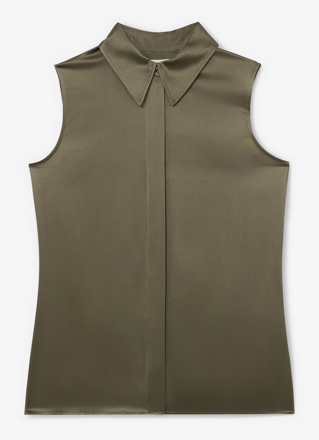 Reiss Amelia blouse van zijde - voorkant 5 khaki