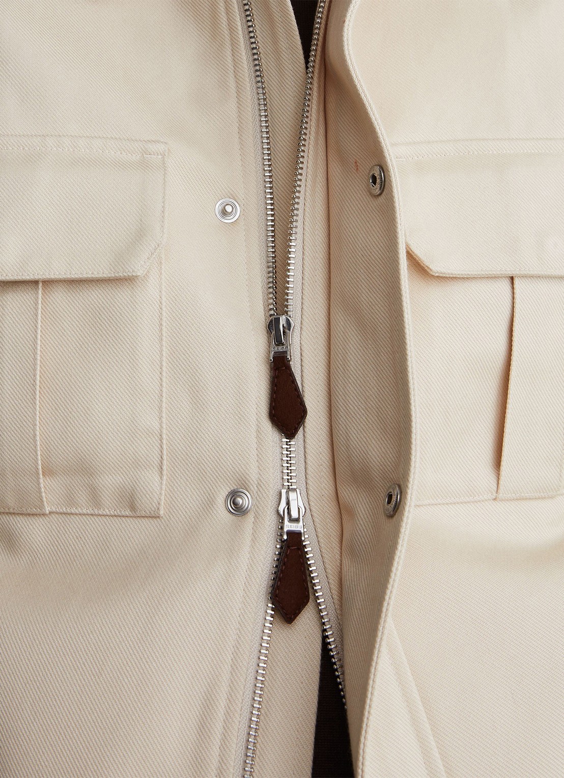 Reiss Americas bomberjack met klepzakken  - detail 6 stone / beige