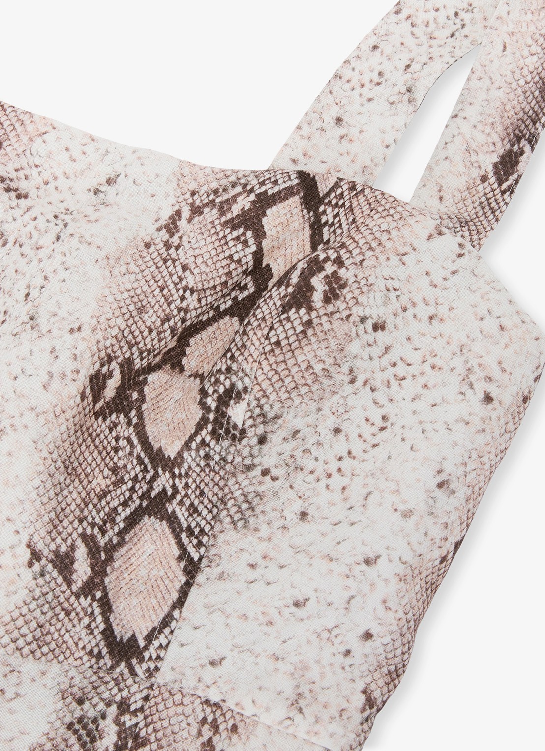 Reiss Amy midi jurk in linnenblend met slangenprint - detail 5 beige