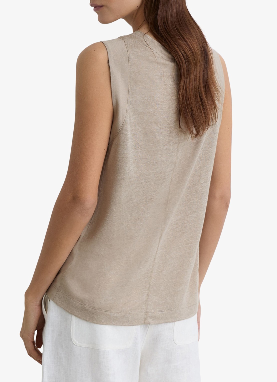 Reiss Amy top van linnen - achterkant 3 beige
