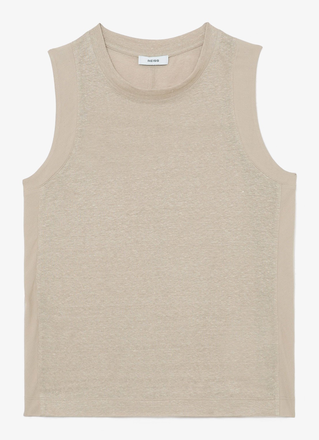 Reiss Amy top van linnen - voorkant beige