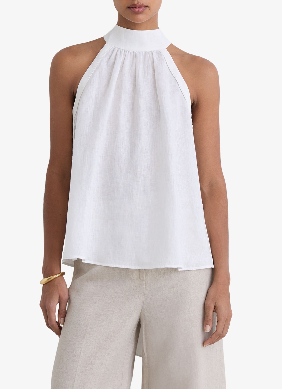Reiss Andi top van linnen - detail 4 wit