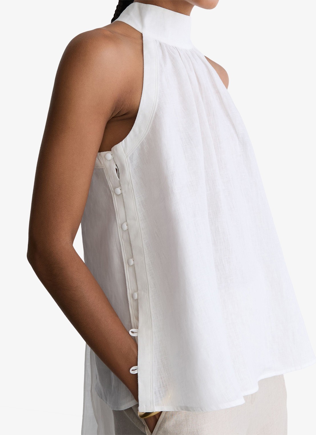 Reiss Andi top van linnen - detail 5 wit