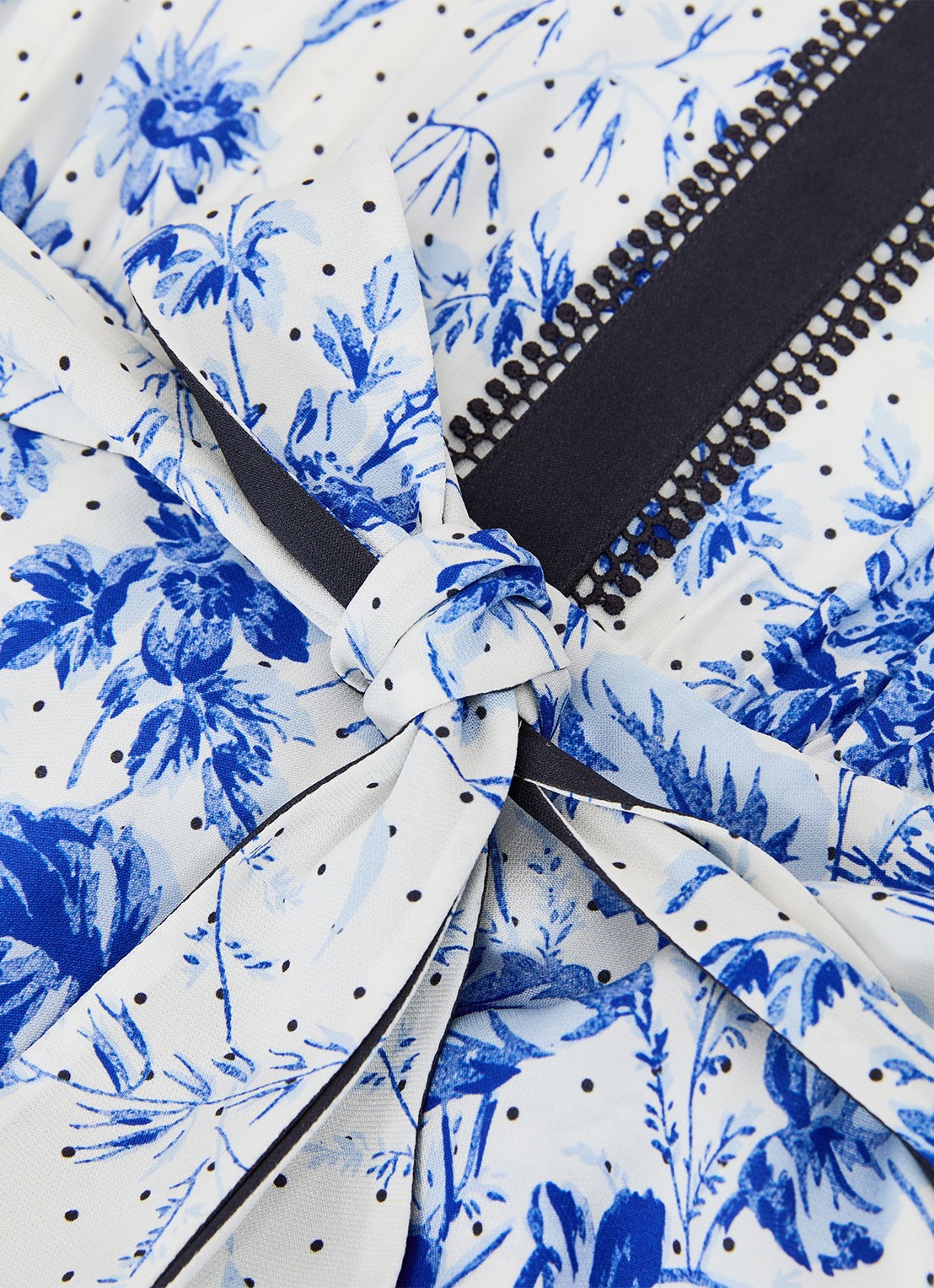 Reiss Anisa mini jurk met strikceintuur en bloemenprint - detail 6 blauw