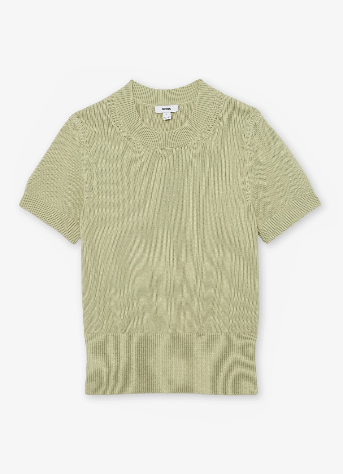 Reiss Anita fijngebreid T-shirt in wolblend - voorkant 2 lindegroen
