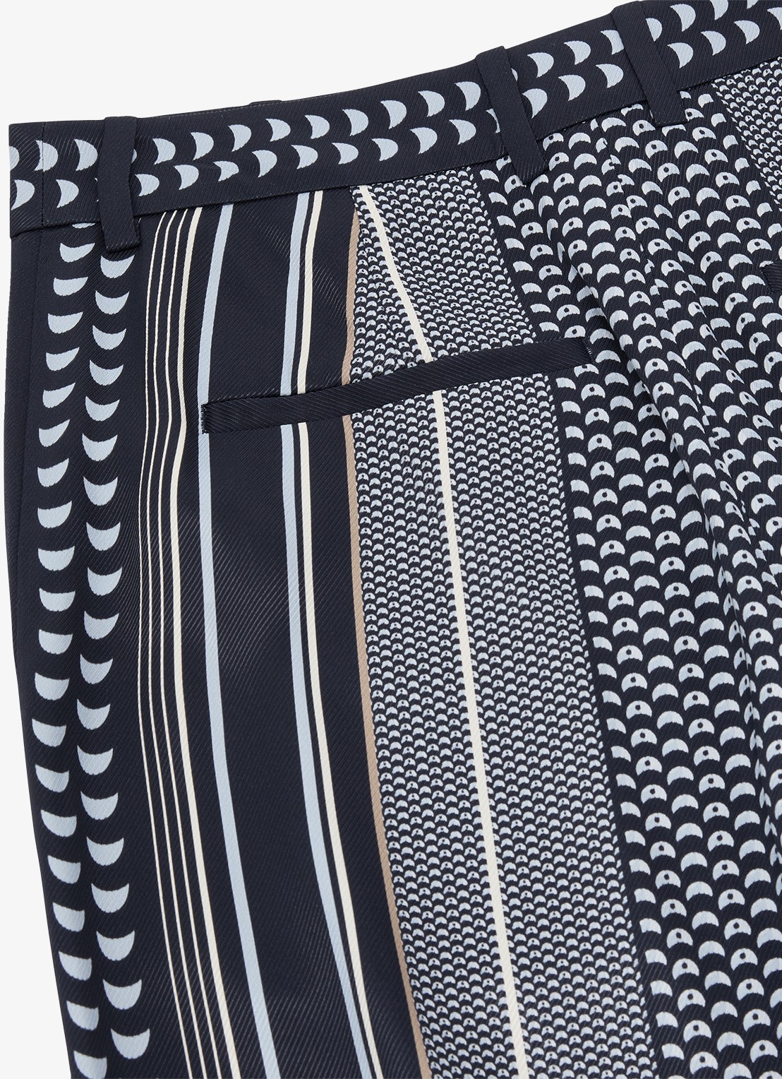 Reiss Anna high waist wide fit pantalon met print - detail 5 donkerblauw