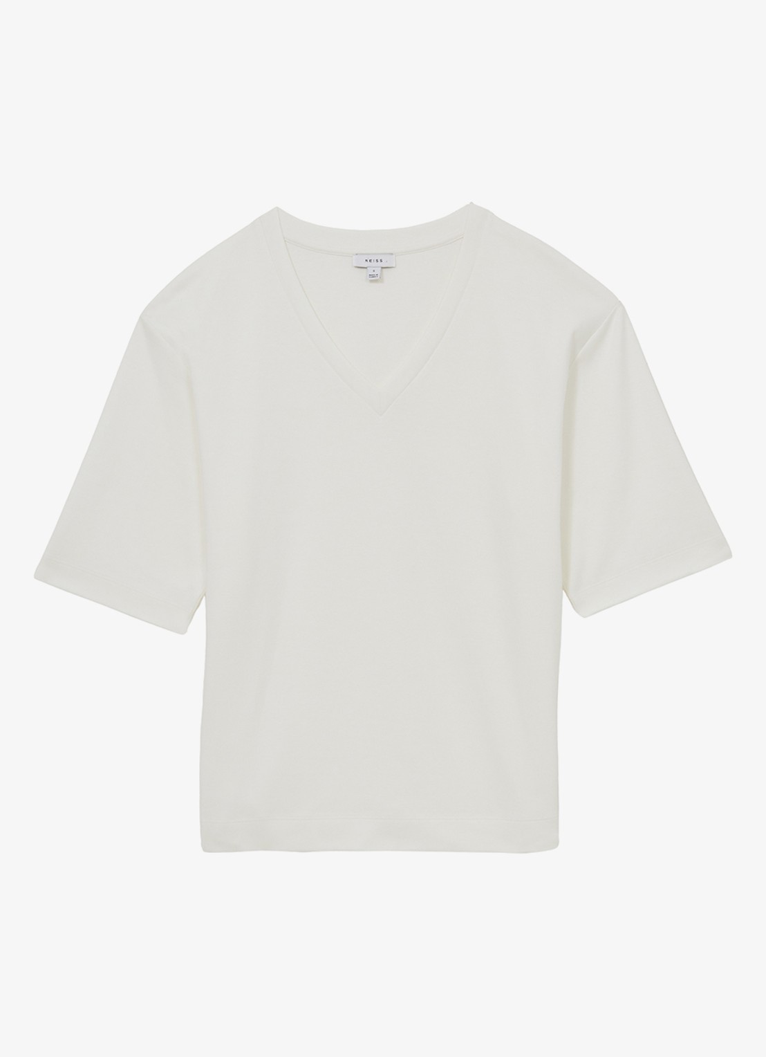 Reiss Annabel oversized T-shirt met V-hals - voorkant ivoor