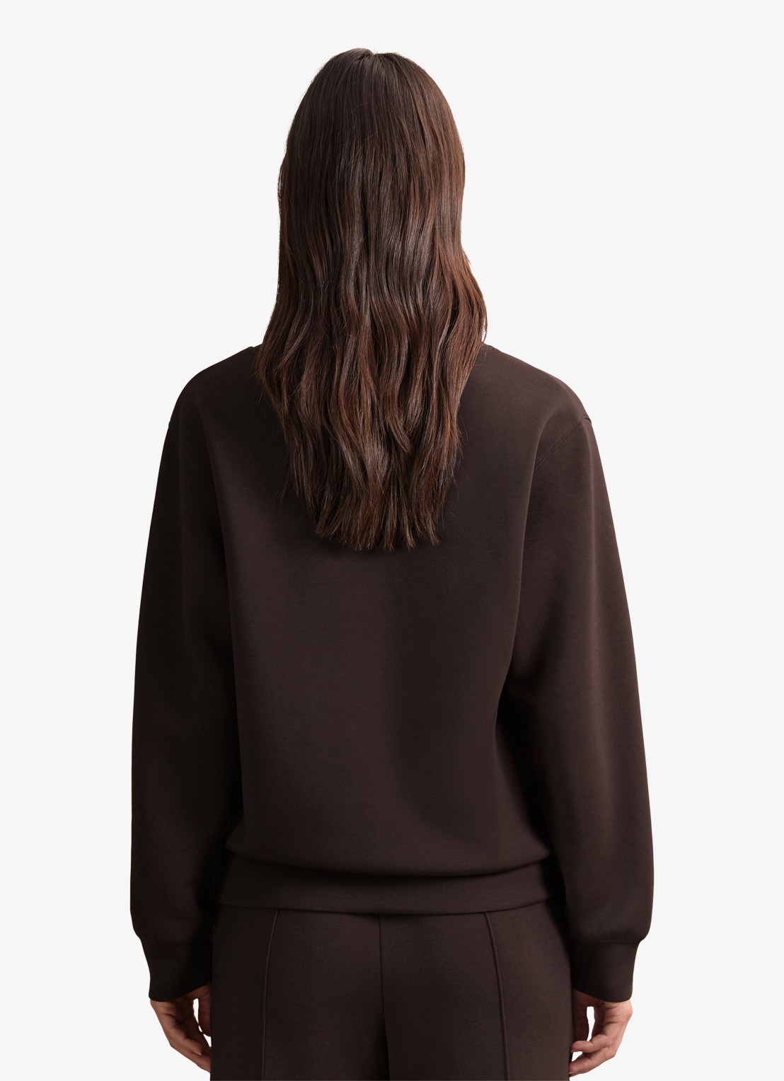 Reiss ANNABEL Premium Interlock Shawl-Neck Sweatshirt with Modal - achterkant chocoladebruin