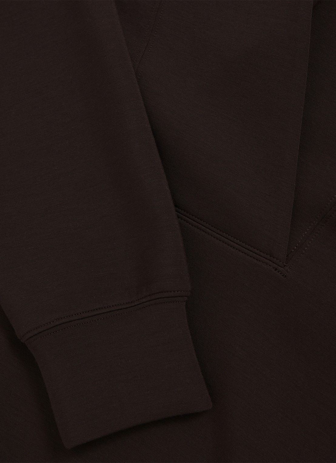 Reiss ANNABEL Premium Interlock Shawl-Neck Sweatshirt with Modal - detail 3 chocoladebruin