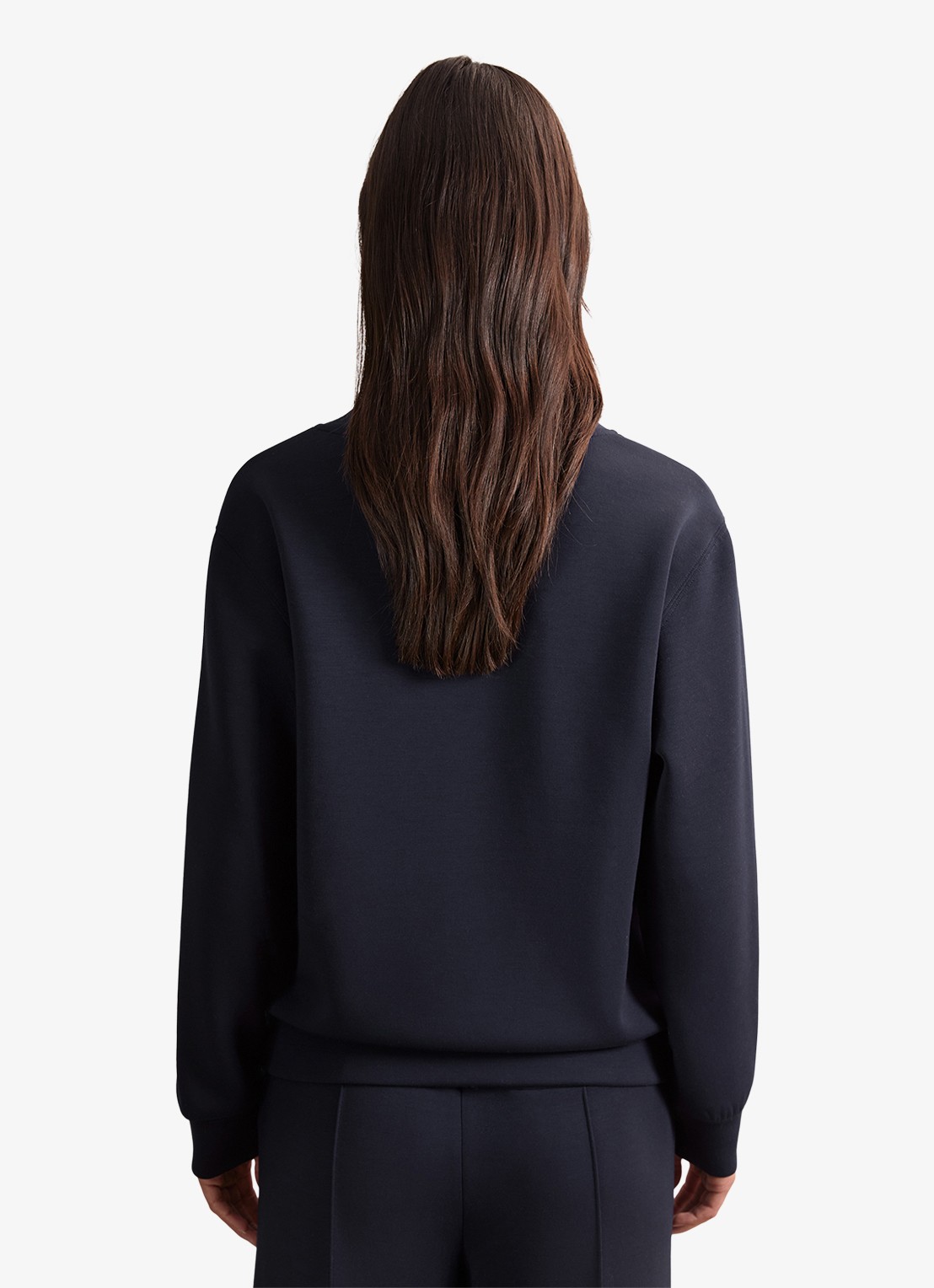 Reiss ANNABEL Premium Interlock Shawl-Neck Sweatshirt with Modal - achterkant donkerblauw