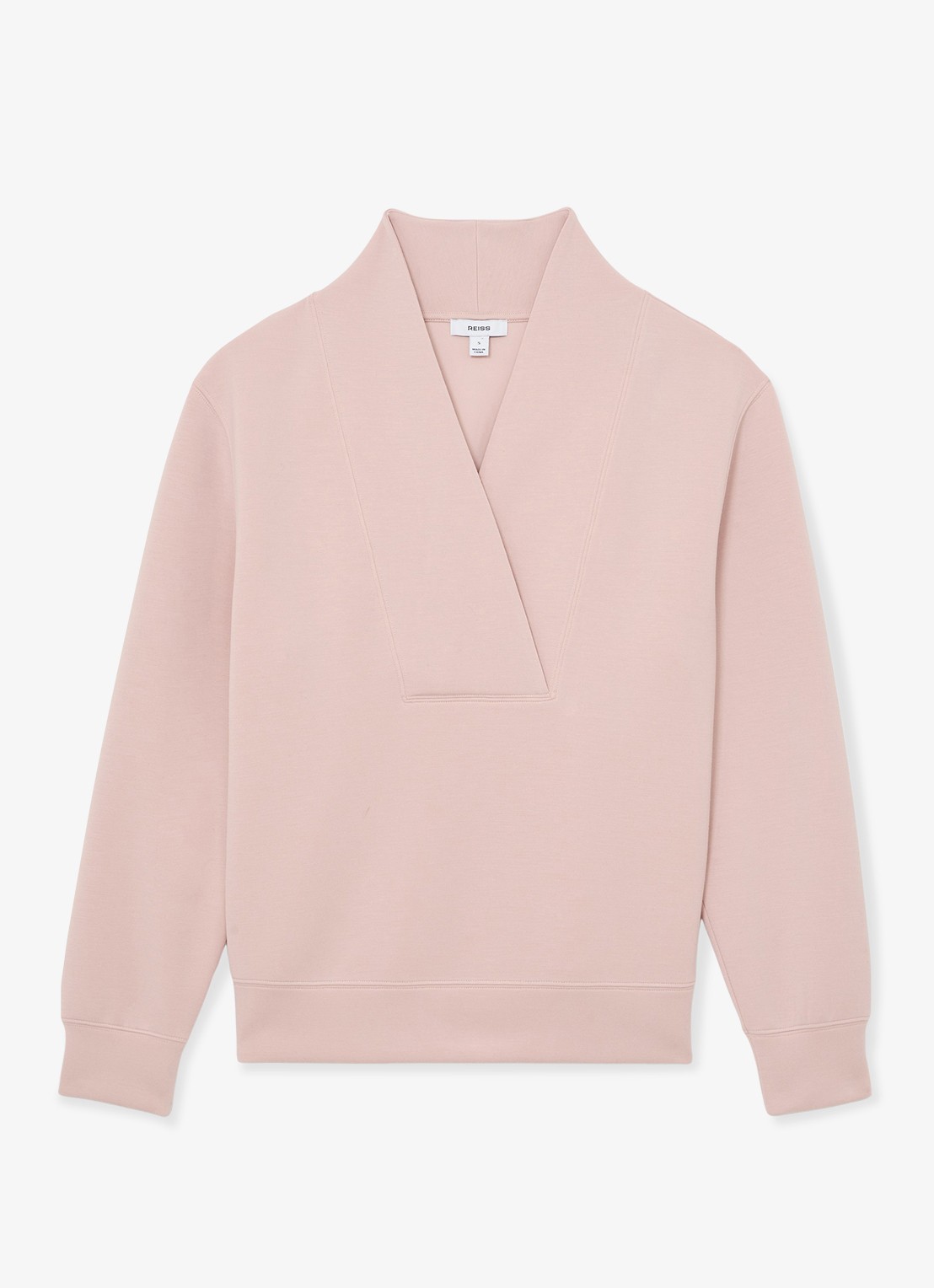 Reiss ANNABEL Premium Interlock Shawl-Neck Sweatshirt with Modal - voorkant 4 roze