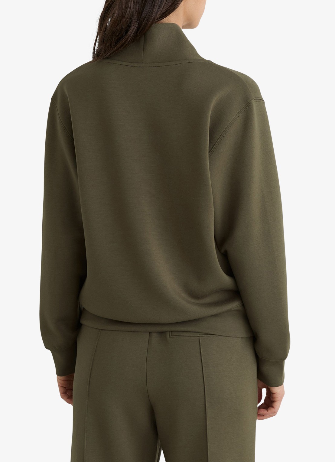 Reiss ANNABEL Premium Interlock Shawl-Neck Sweatshirt with Modal - achterkant 6 khaki green / groen