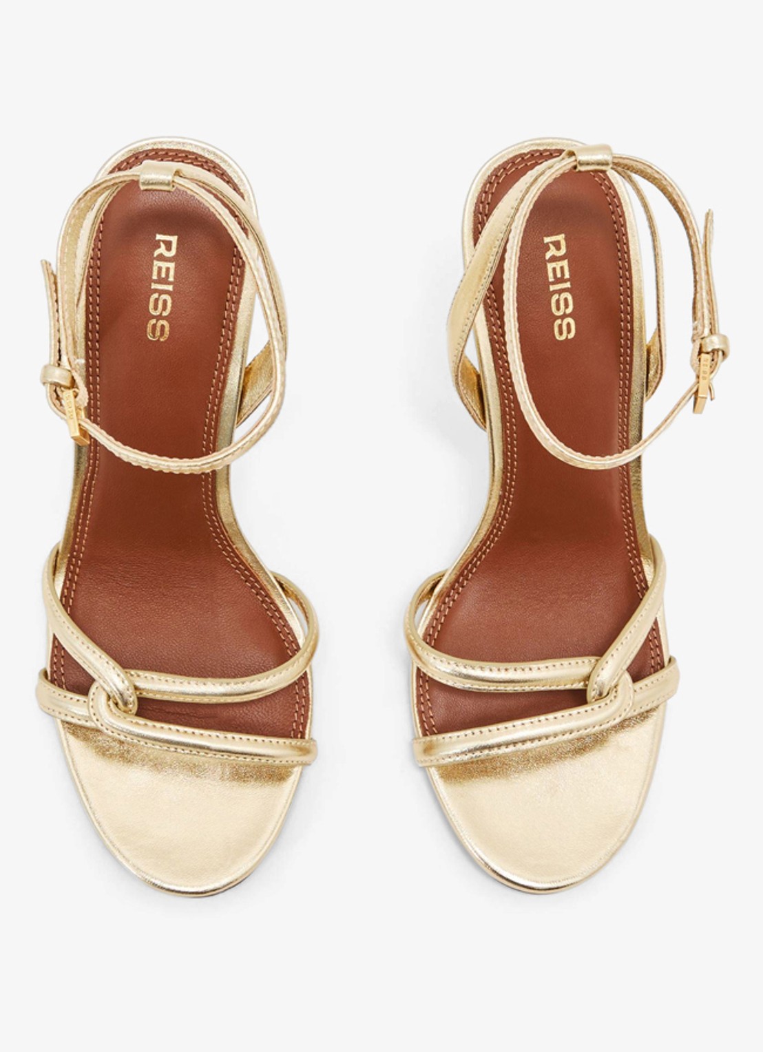 Reiss ANNABELLE Leather Link-Strap Stiletto Sandals - detail 4 goud