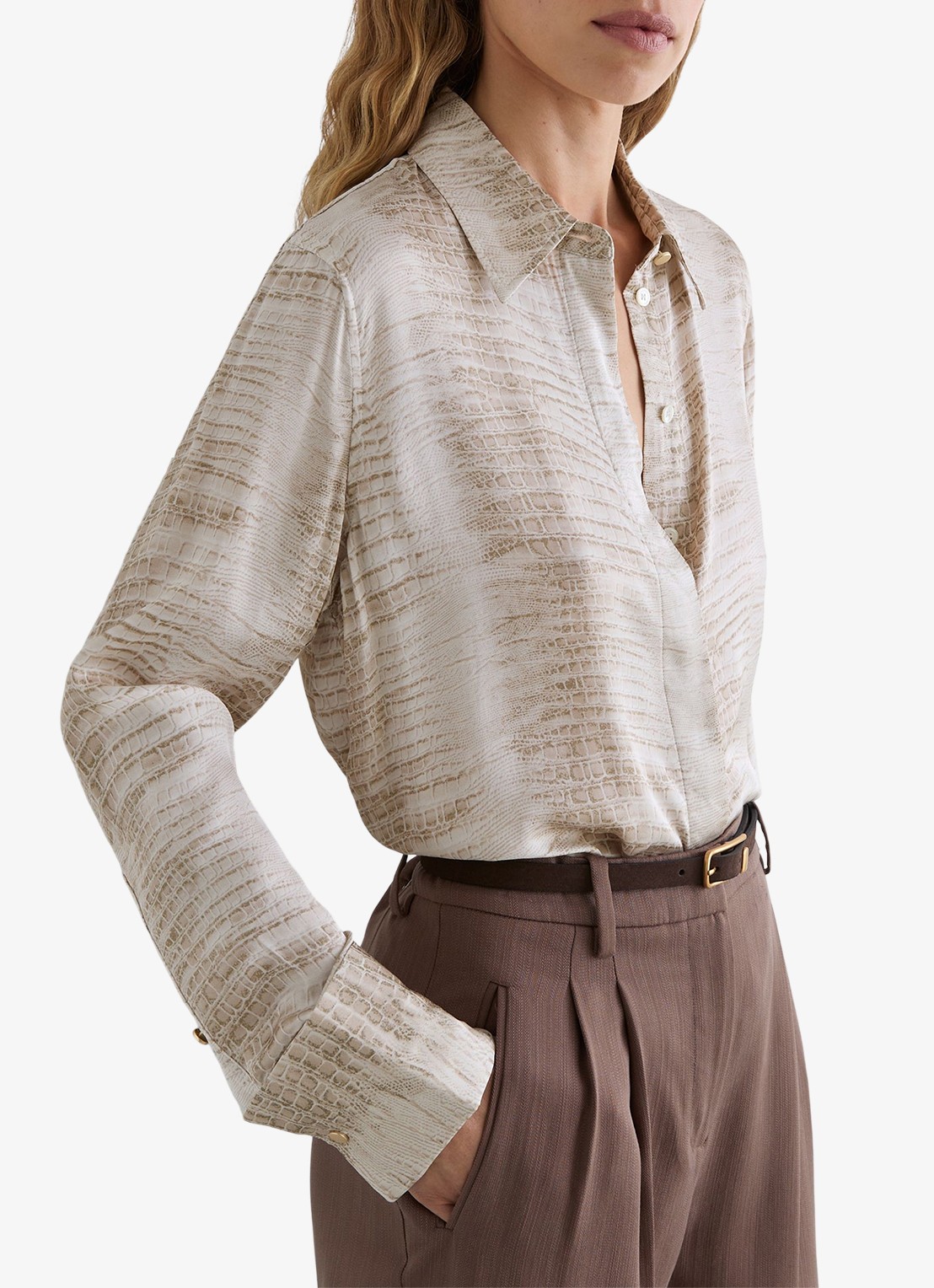 Reiss Annie tuniek met slangenprint - detail 4 neutral / beige