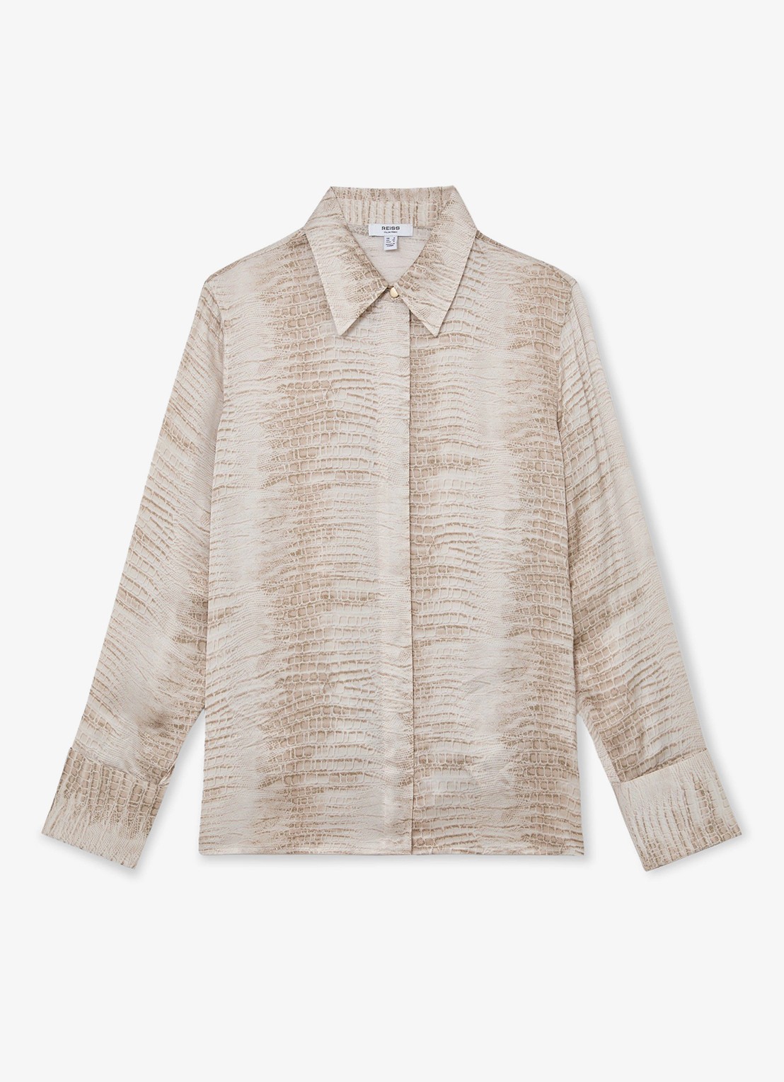 Reiss Annie tuniek met slangenprint - voorkant 2 neutral / beige
