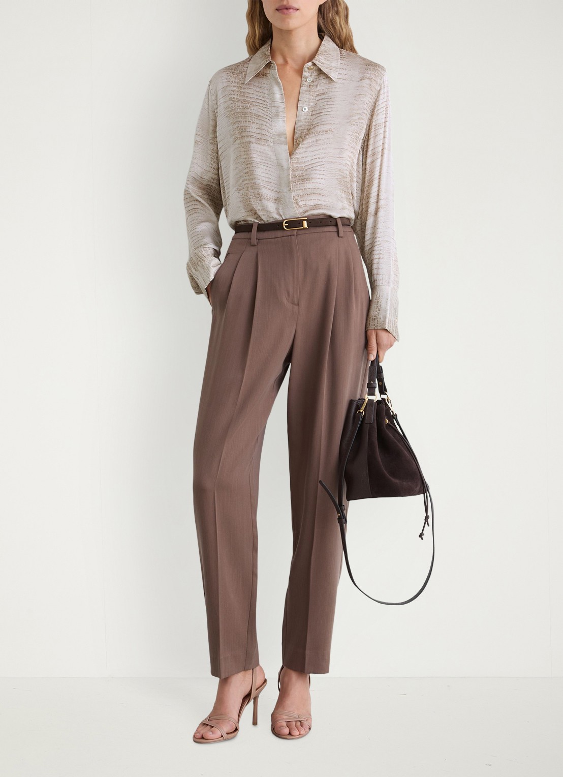 Reiss Annie tuniek met slangenprint - voorkant 3 neutral / beige