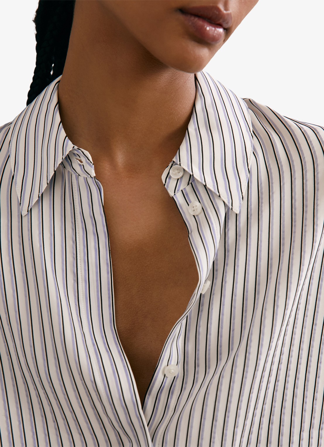 Reiss Annika blouse met streepprint - detail 5 lichtblauw