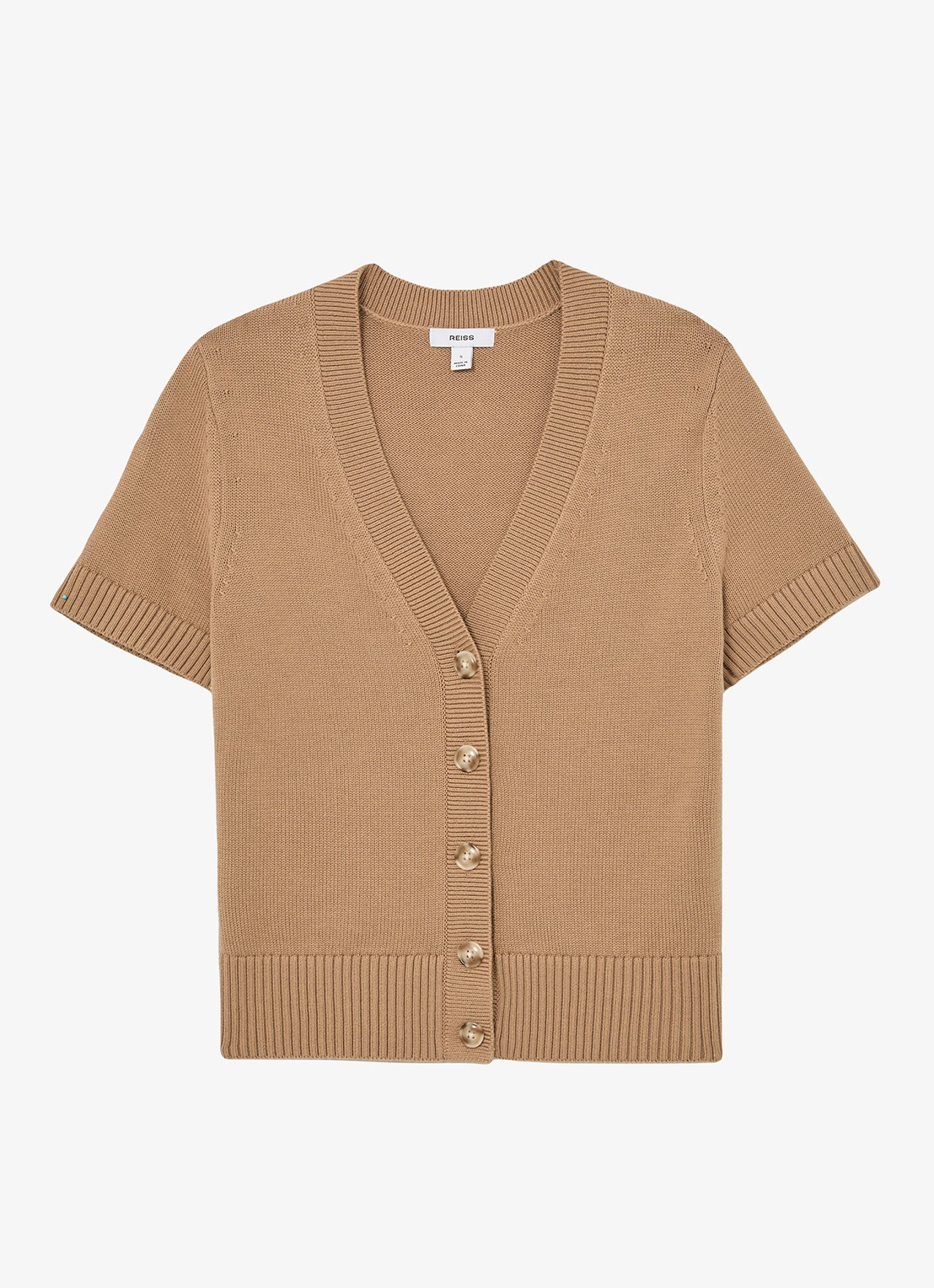 Reiss Anya fijngebreid vest in wolblend - voorkant 6 camel