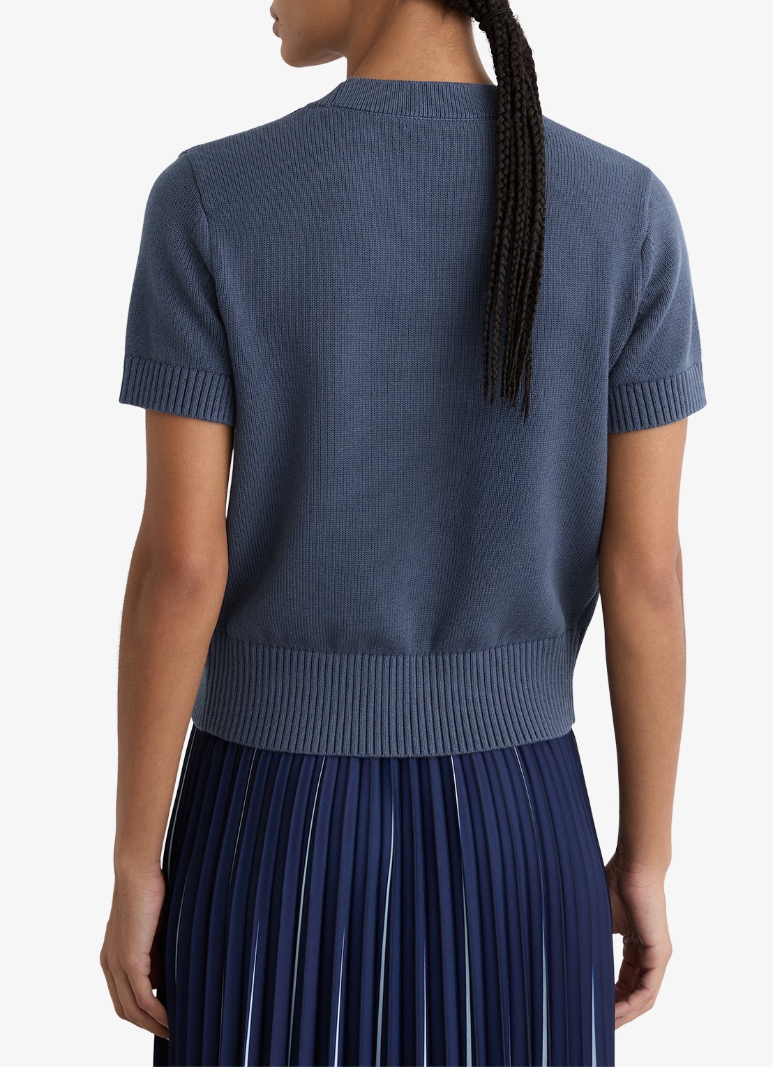 Reiss Anya fijngebreid vest in wolblend - achterkant donkerblauw