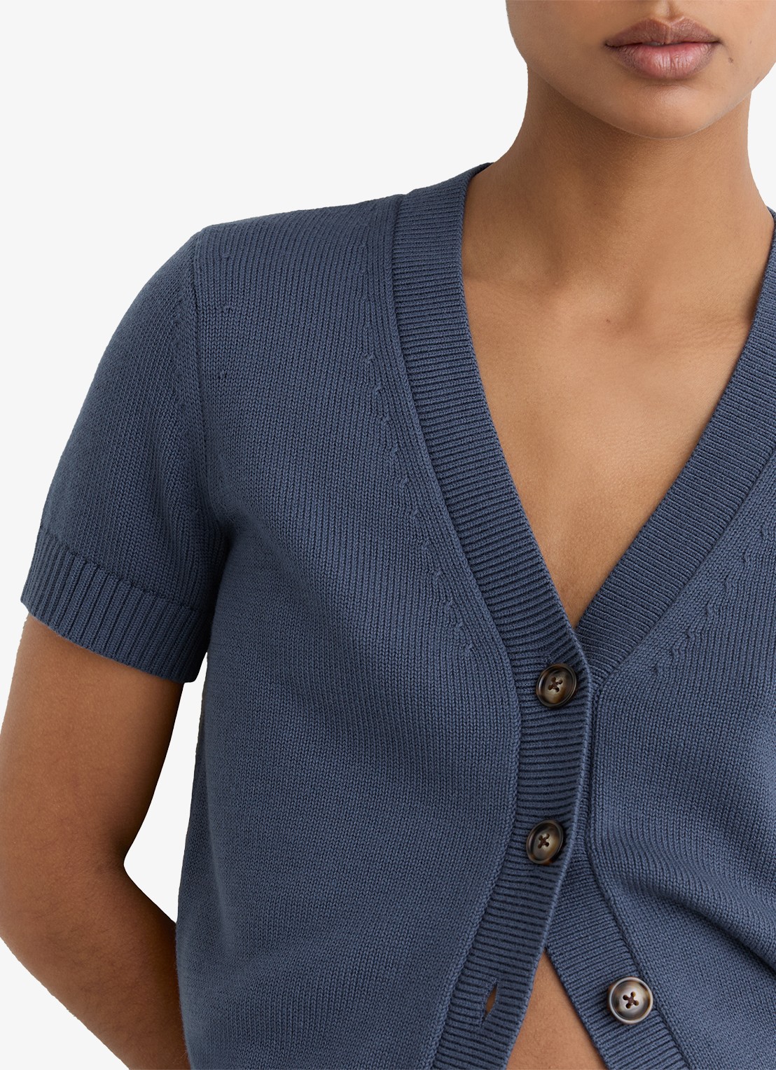 Reiss Anya fijngebreid vest in wolblend - detail 3 donkerblauw