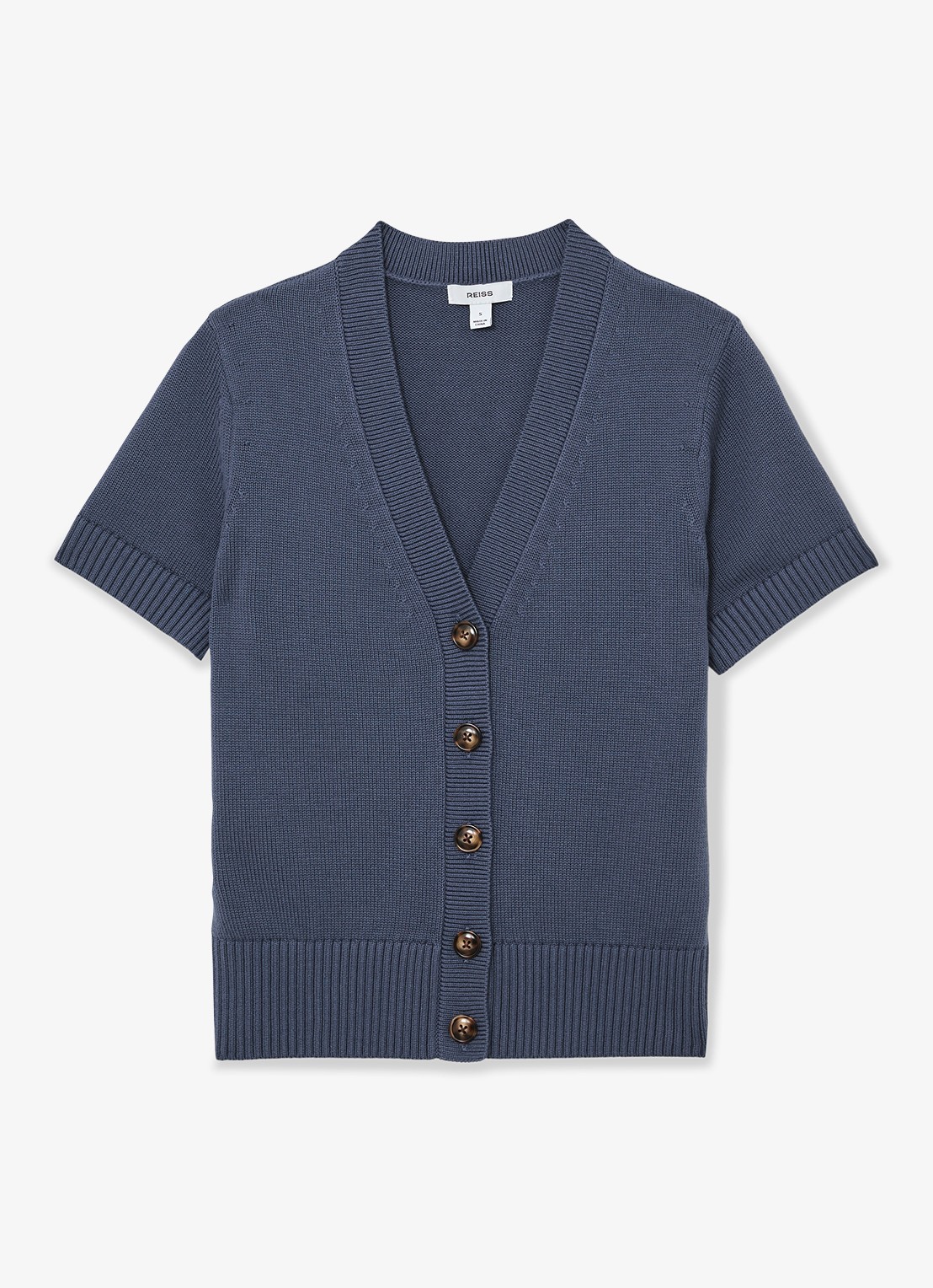 Reiss Anya fijngebreid vest in wolblend - voorkant 5 donkerblauw