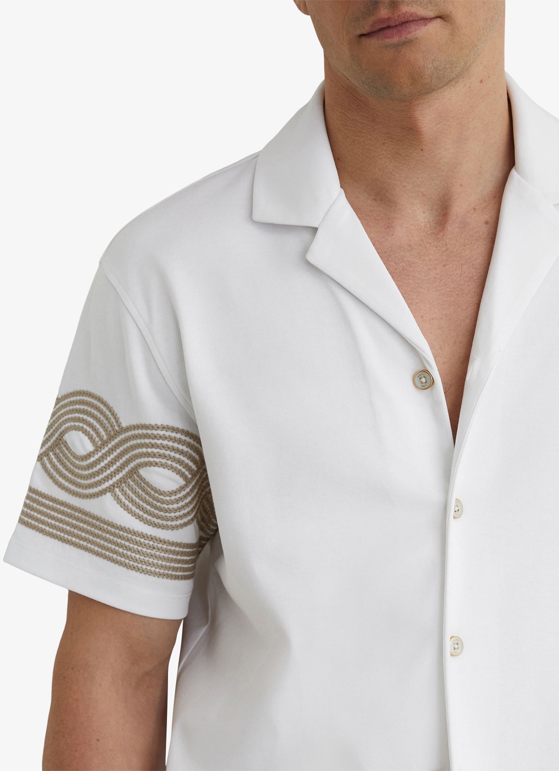 Reiss Arden regular fit overhemd met borduring - detail 4 white / wit