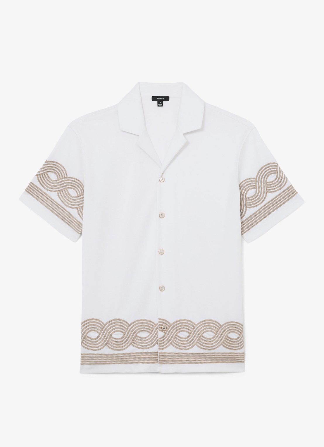 Reiss Arden regular fit overhemd met borduring - voorkant white / wit
