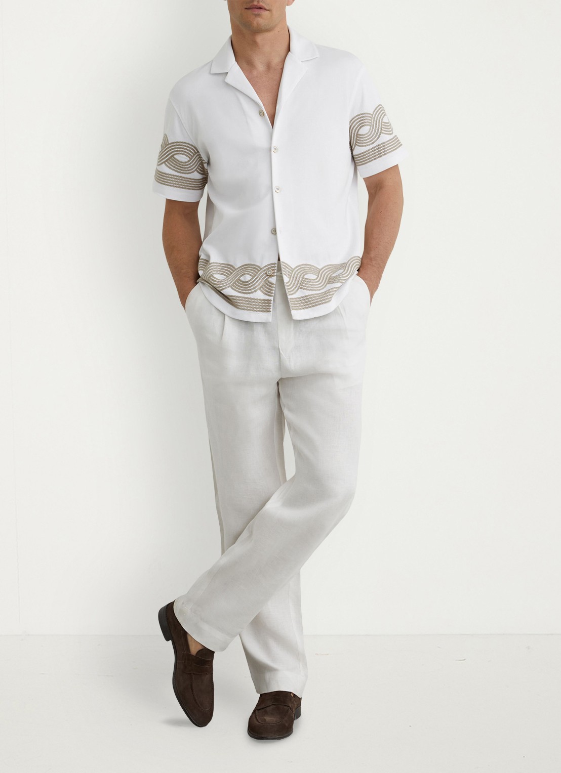 Reiss Arden regular fit overhemd met borduring - voorkant 2 white / wit