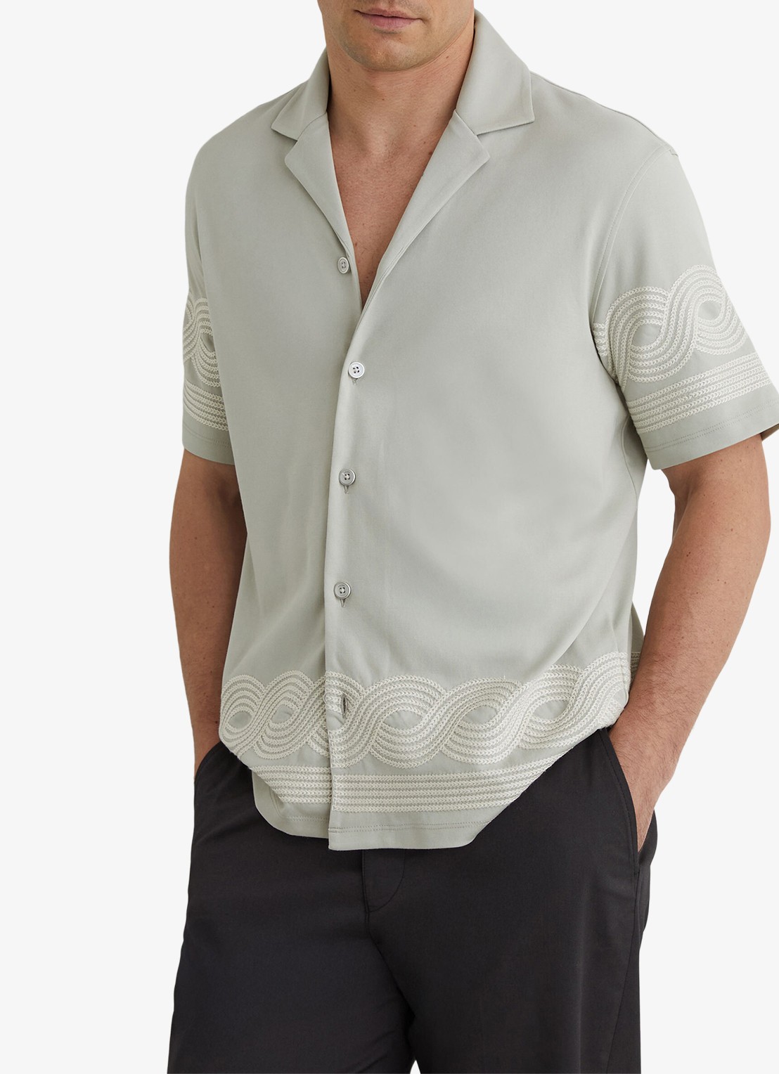 Reiss Arden regular fit overhemd met borduring - detail 6 groen