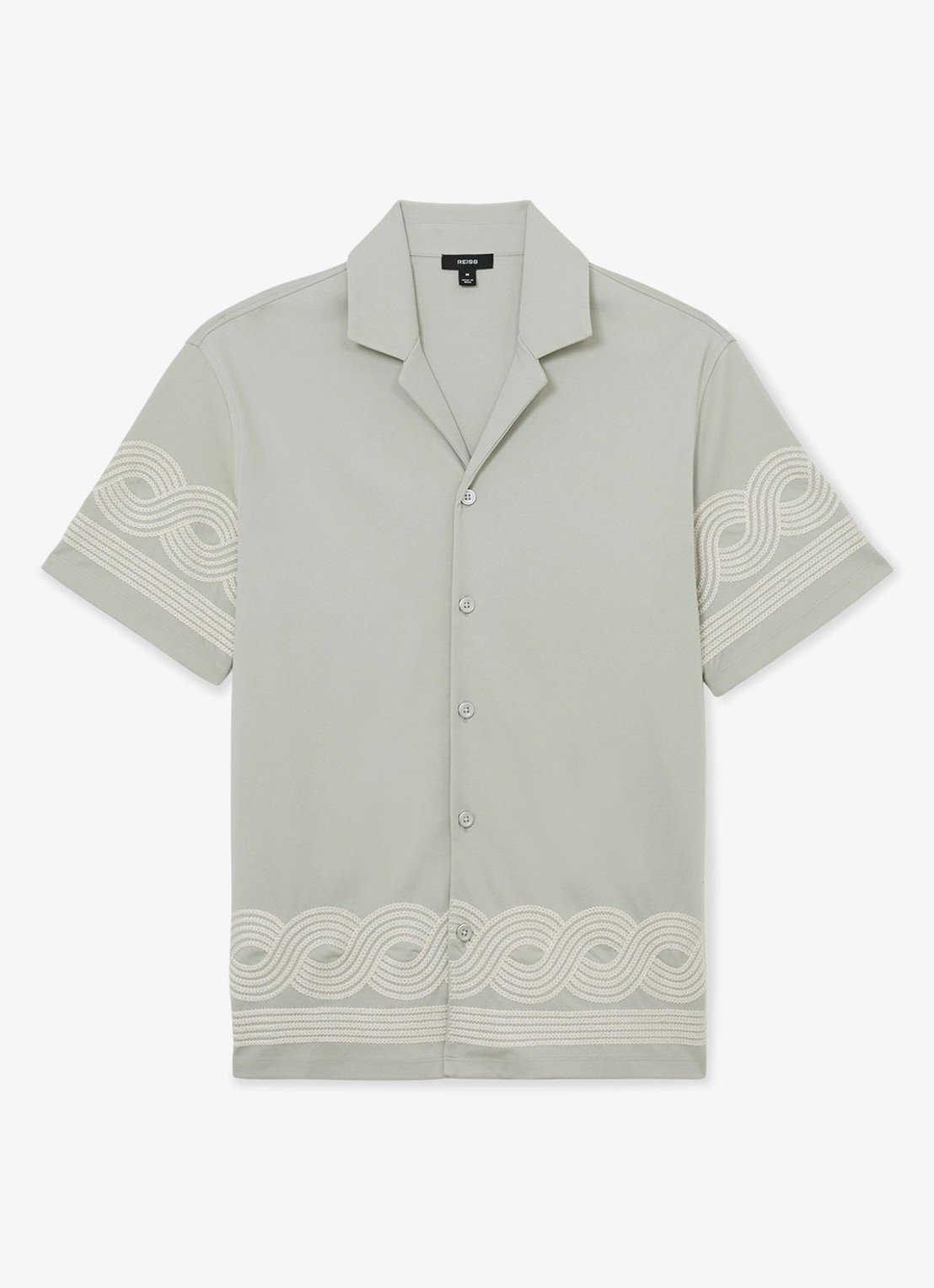 Reiss Arden regular fit overhemd met borduring - voorkant groen