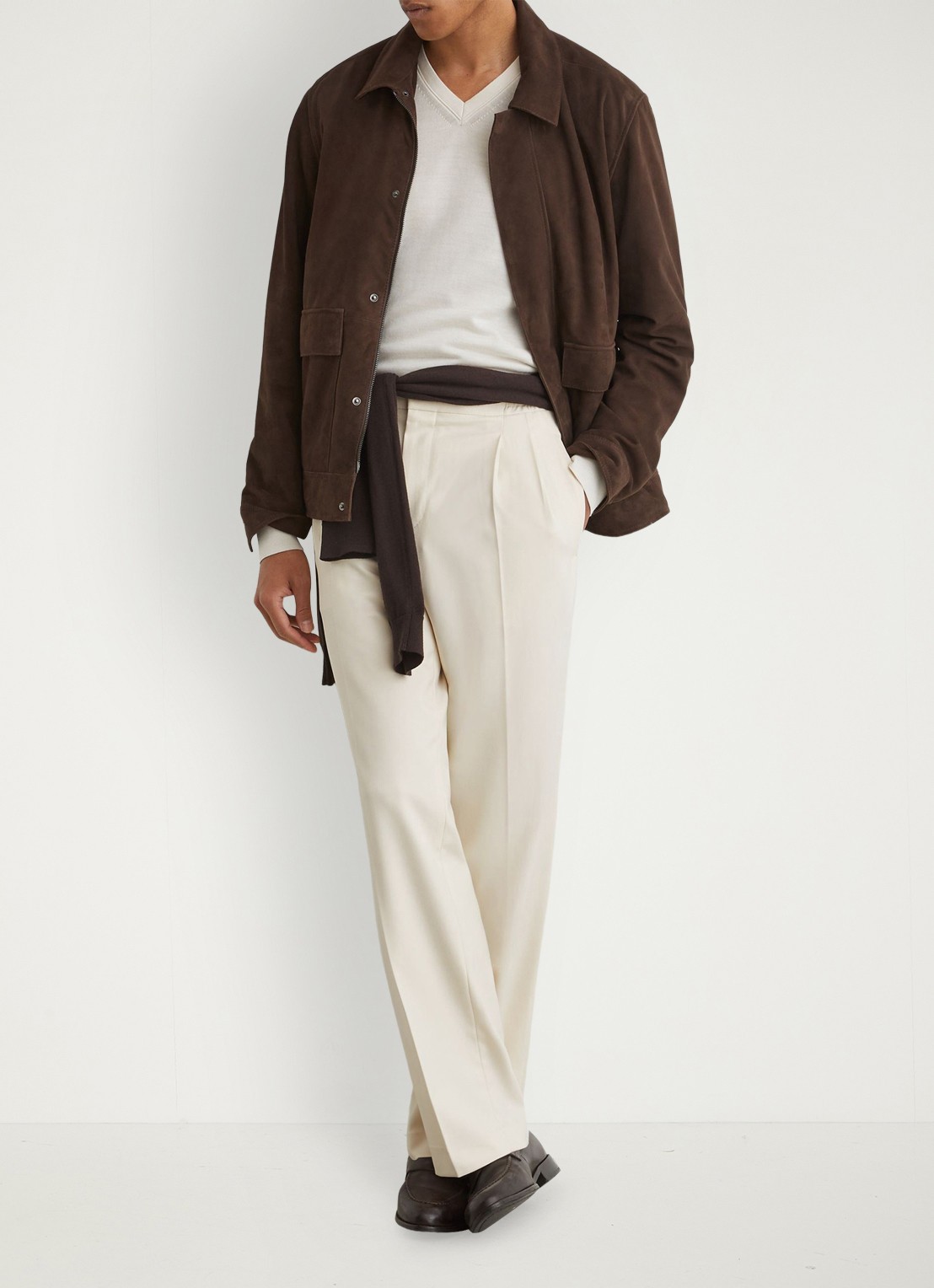 Reiss Arden regular fit pantalon met steekzakken - voorkant 4 gebroken wit