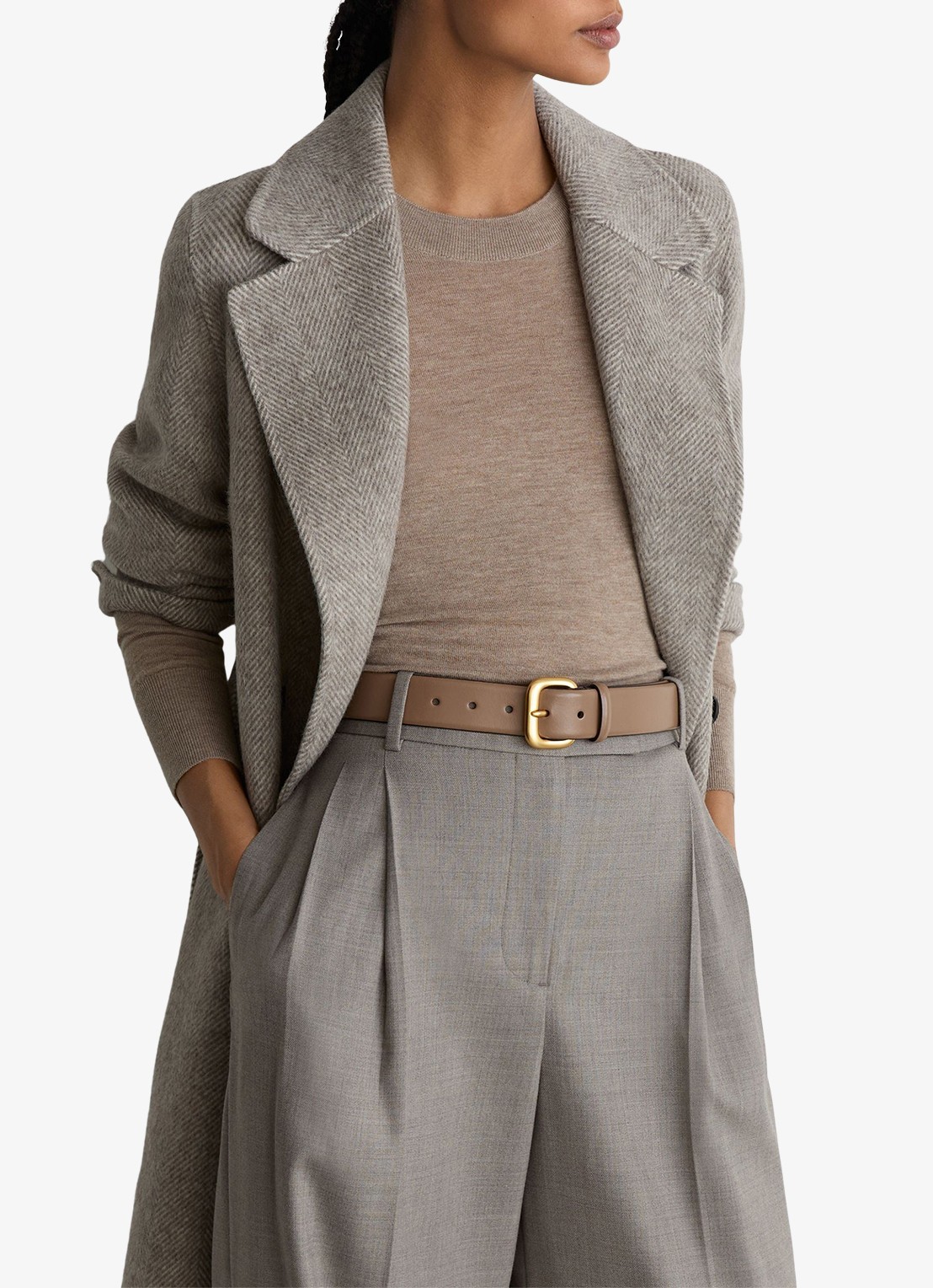 Reiss Arden riem van leer - detail 2 bruin