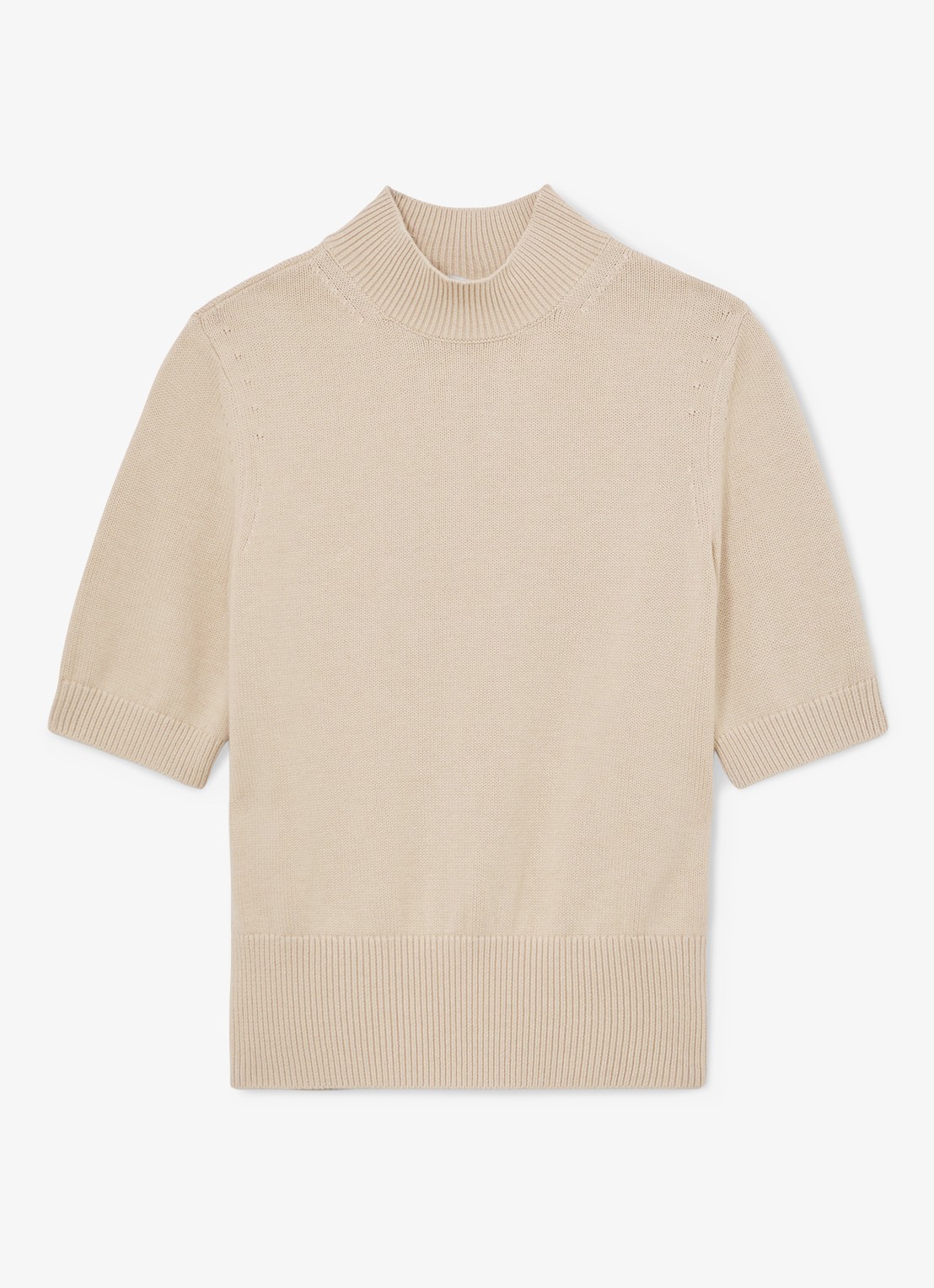 Reiss Aria fijngebreide top in wolblend met opstaande kraag - voorkant 5 beige