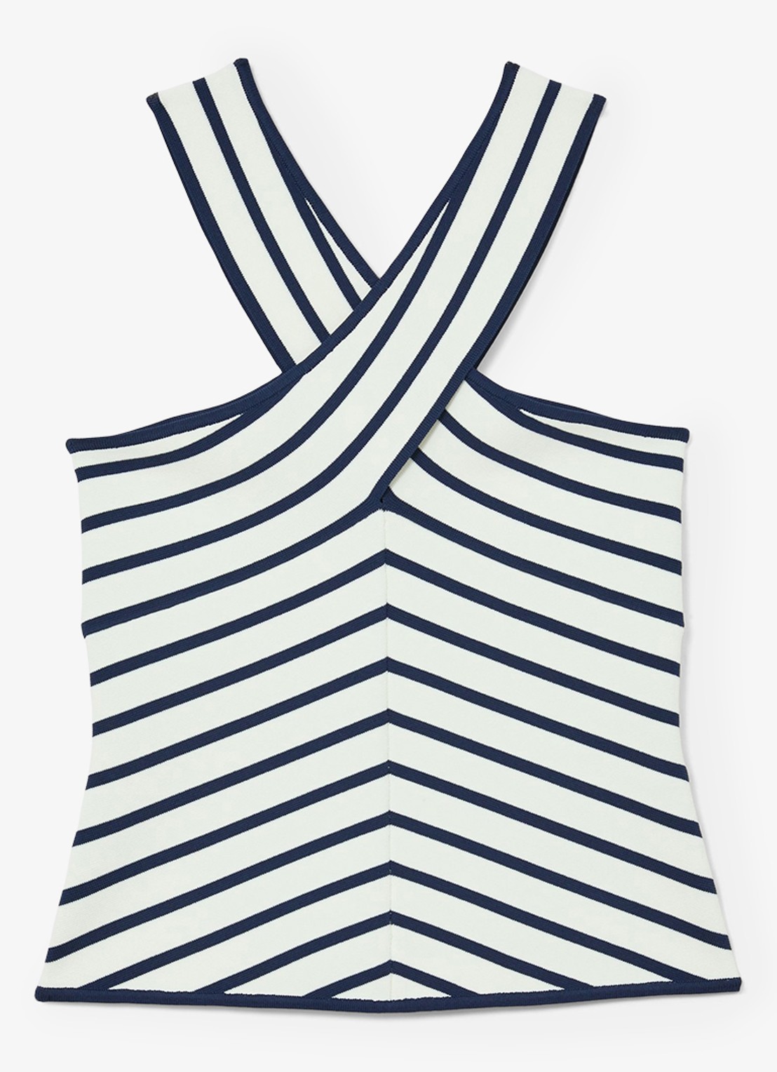 Reiss Aria fijngebreide top met streepprint - voorkant wit / navy