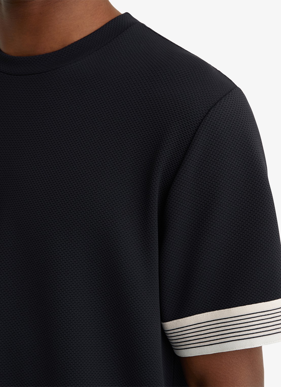 Reiss Aries T-shirt met structuur - detail 4 donkerblauw