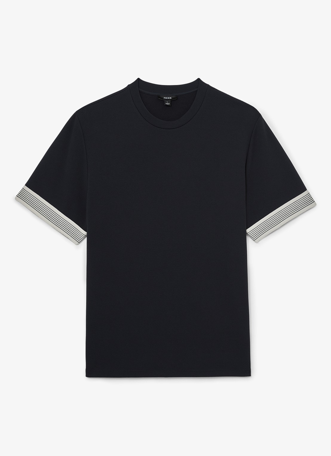 Reiss Aries T-shirt met structuur - voorkant donkerblauw