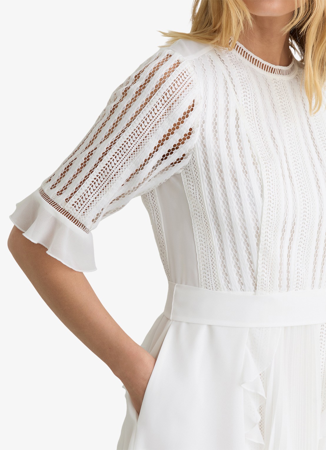 Reiss Armina mini jurk met strikceintuur - detail 5 wit