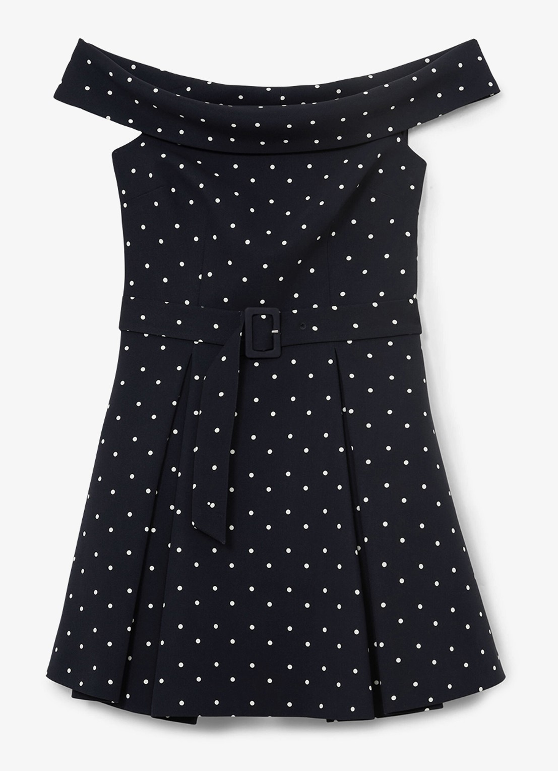 Reiss Arwen mini jurk met stippenprint - voorkant donkerblauw