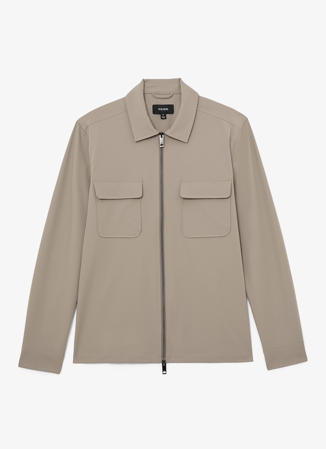 Reiss Ascend overshirt met borstzakken  - voorkant 4 lichtbruin