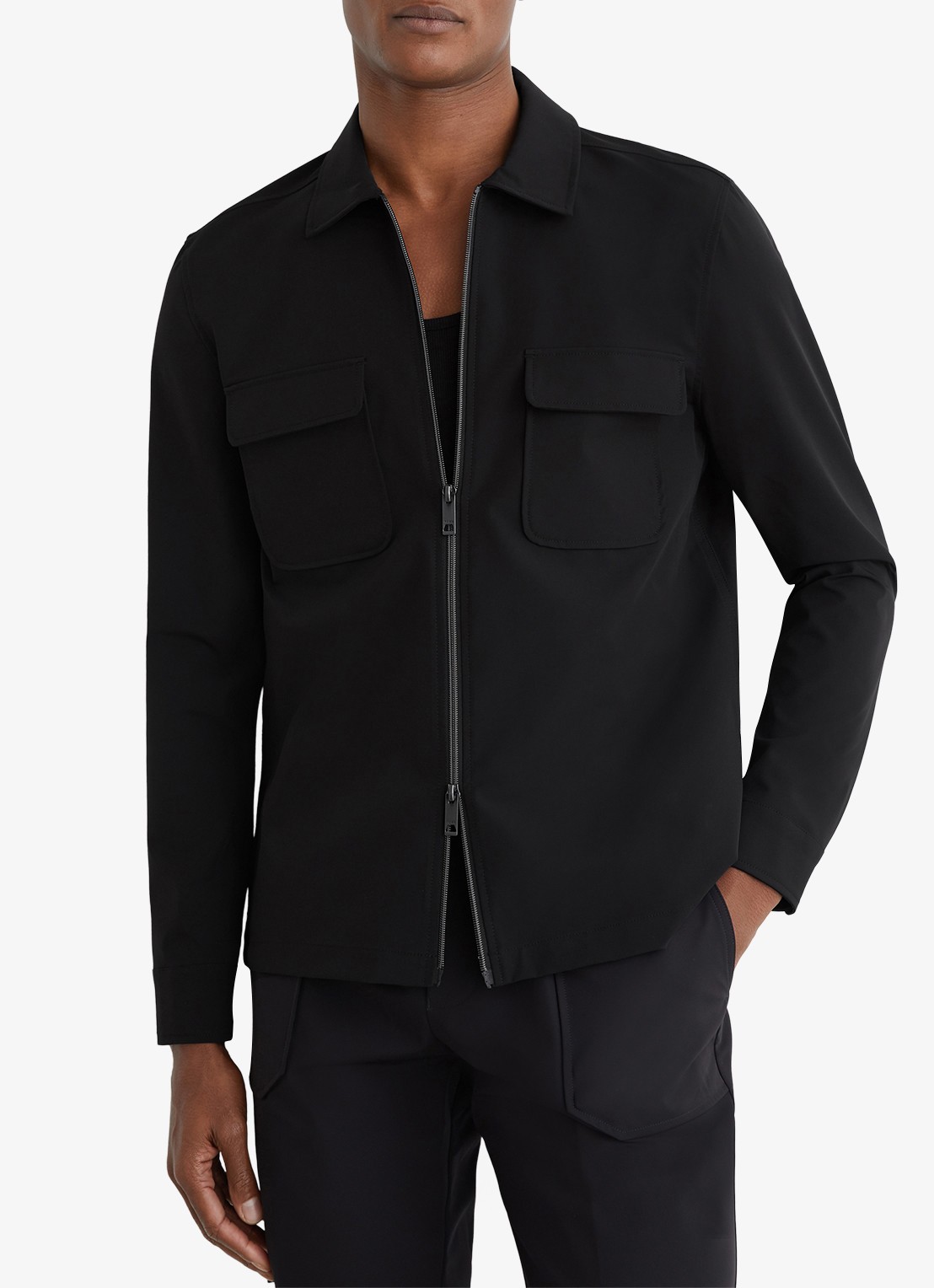 Reiss Ascend overshirt met borstzakken - detail zwart