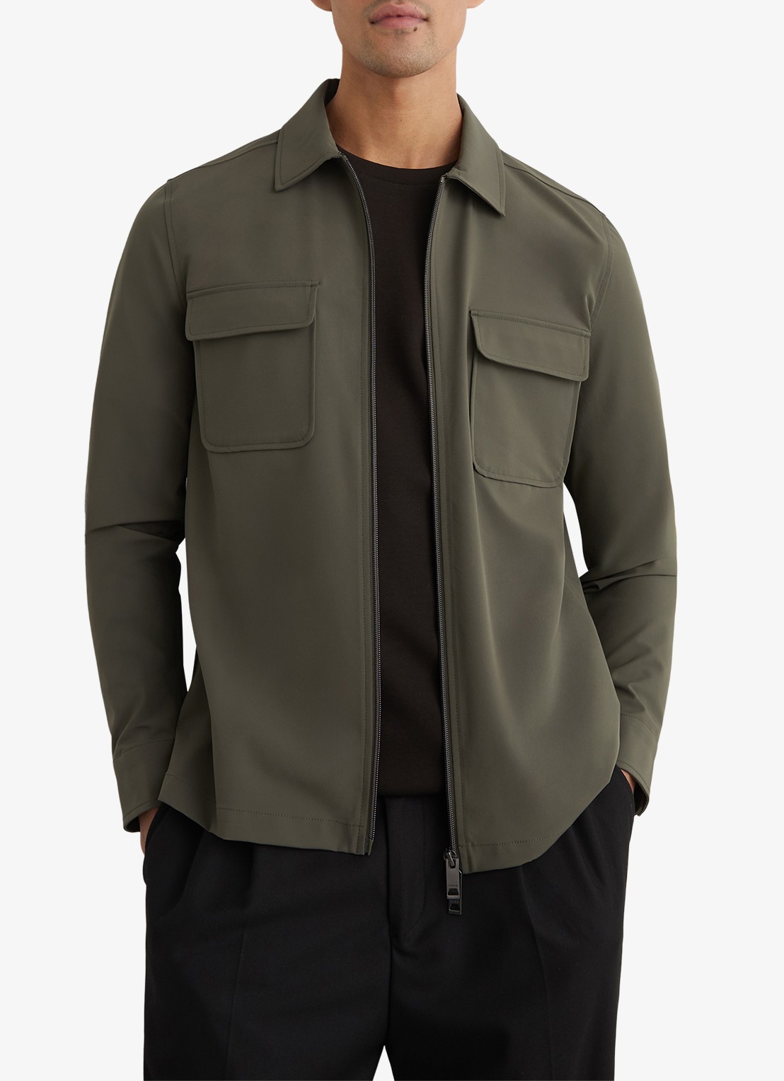 Reiss Ascend overshirt met borstzakken - detail 3 donkergroen