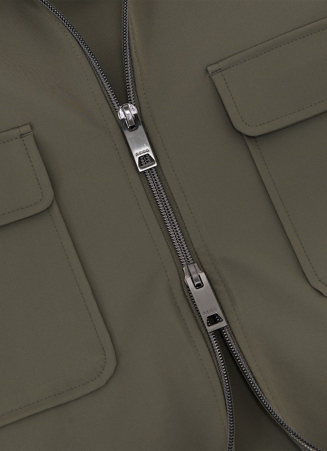 Reiss Ascend overshirt met borstzakken - detail 6 donkergroen