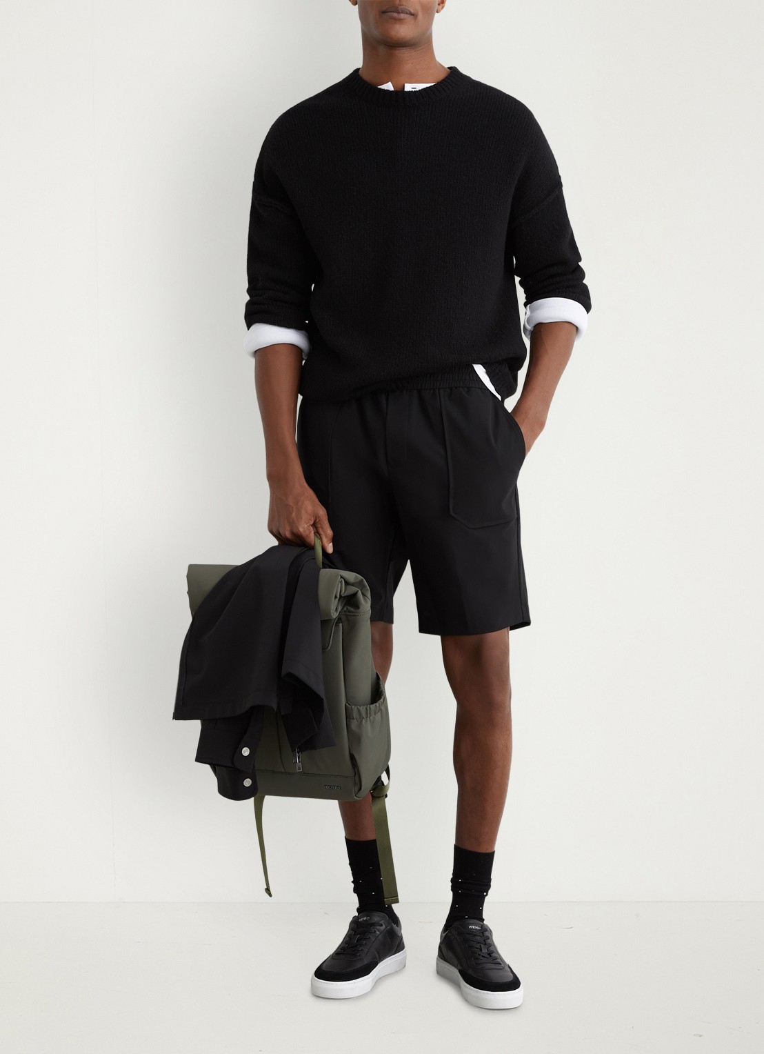 Reiss Ascend straight fit korte broek met steekzakken - detail 2 black / zwart